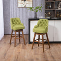 Coolmore Bar Stools Set Of 2 Counter Height Chairs With Footrest For Kitchen, Dining Room And 360 Degree Solid Wood Legs Swivel Bar Stools Set Of 2 Olive Linen Olive Foam Linen