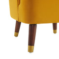 Upholstered Barrel Accent Chair With Wooden Legs Orange Rubberwood Velvet