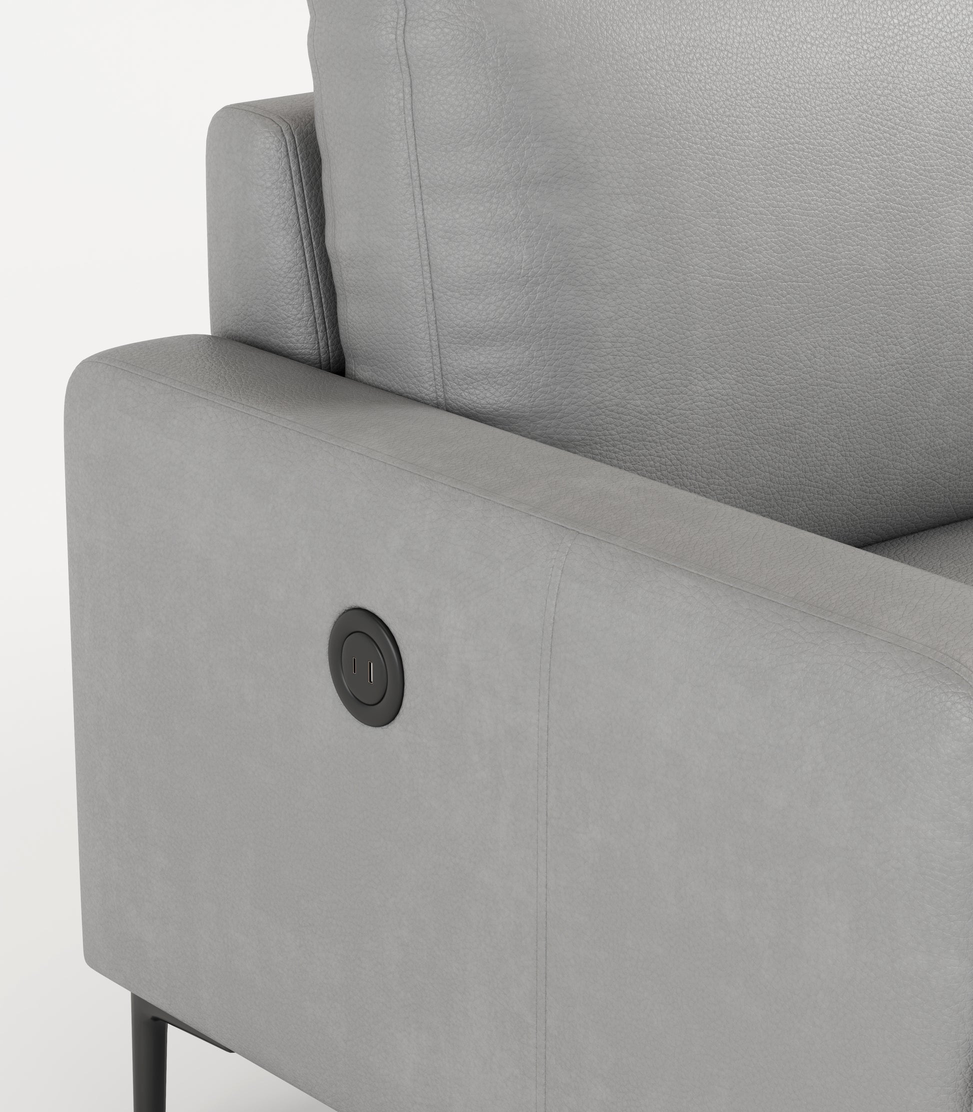 77" Gray Luxury Genuine Leather Match Contemporary Sofa With Usb And Type C Charger,3 Seats Comfy Coach For Living Room Home Office Gray Wood Primary Living Space American Design Foam Genuine Leather 3 Seat