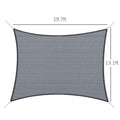 Outsunny 13' X 20' Rectangle Sun Shade Sail Canopy Outdoor Shade Sail Cloth For Patio Deck Yard With D Rings And Rope Included Gray Gray Hdpe