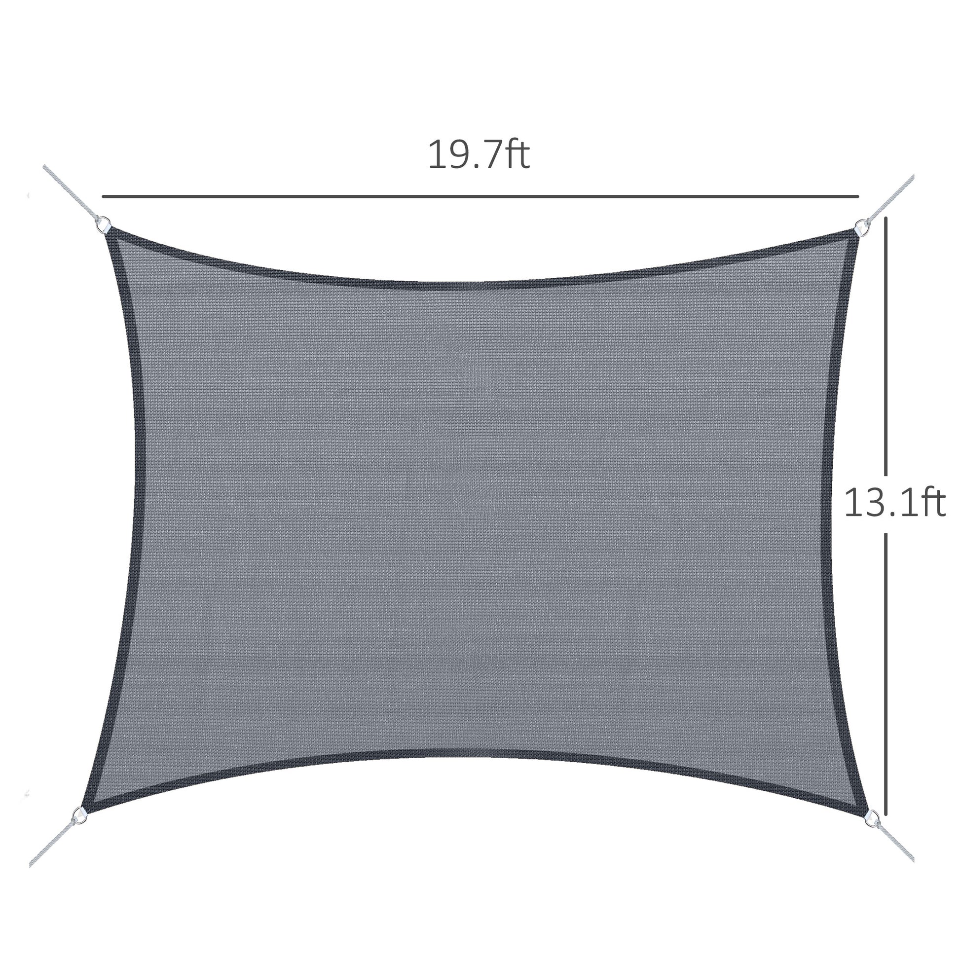 Outsunny 13' X 20' Rectangle Sun Shade Sail Canopy Outdoor Shade Sail Cloth For Patio Deck Yard With D Rings And Rope Included Gray Gray Hdpe