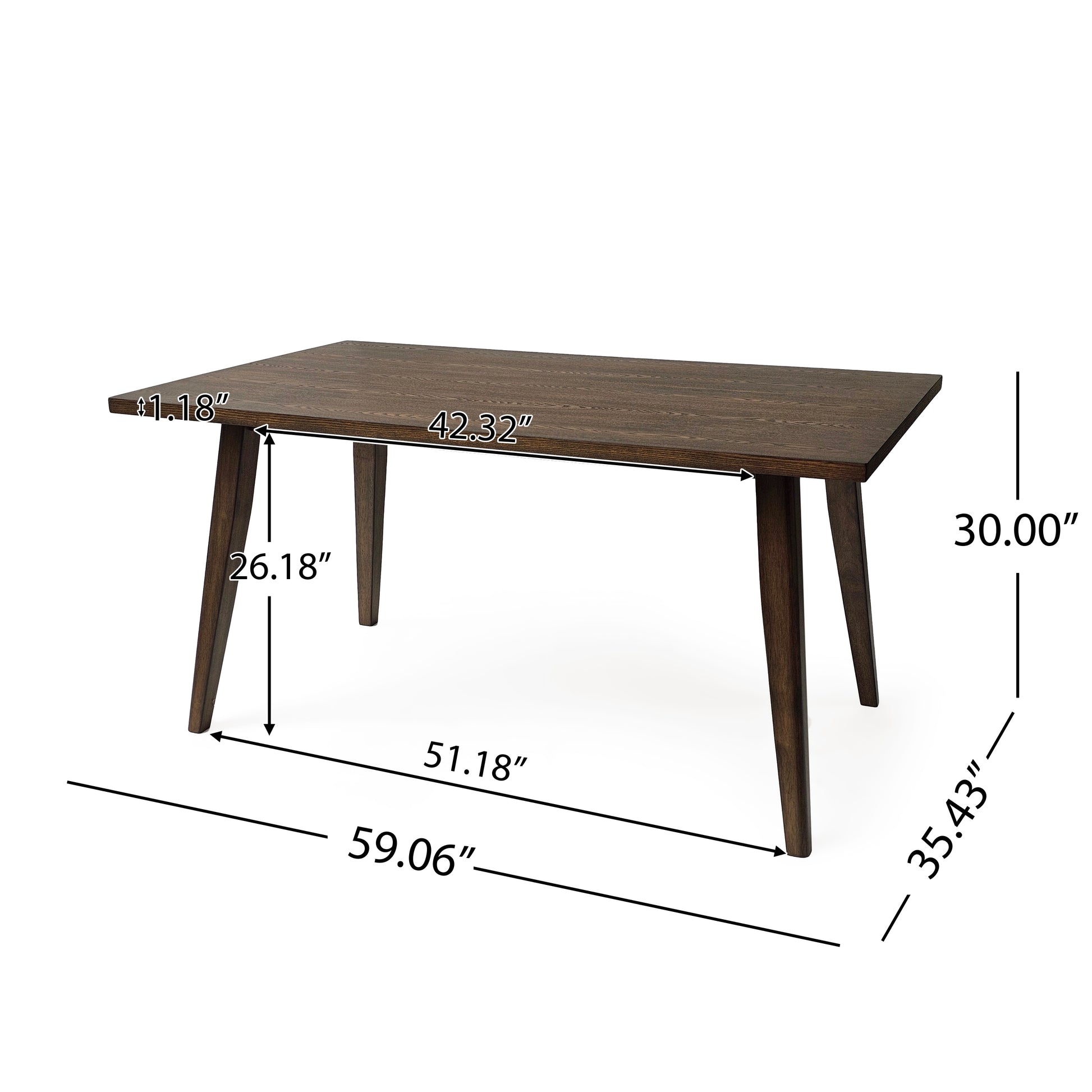 Wood Dining Table Brown Brown Rectangular Rubber Wood