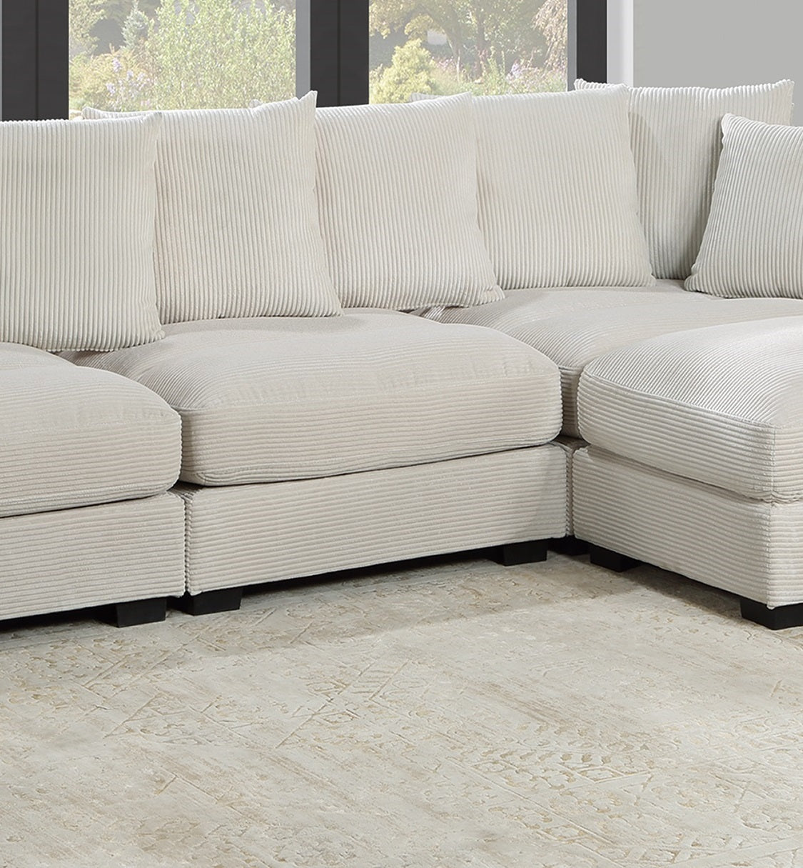 Living Room Furniture Armless Chair Beige Corduroy 1Pc Armless Chair Soft Cushion Wood Legs Beige Primary Living Space Contemporary,Modern Corduroy