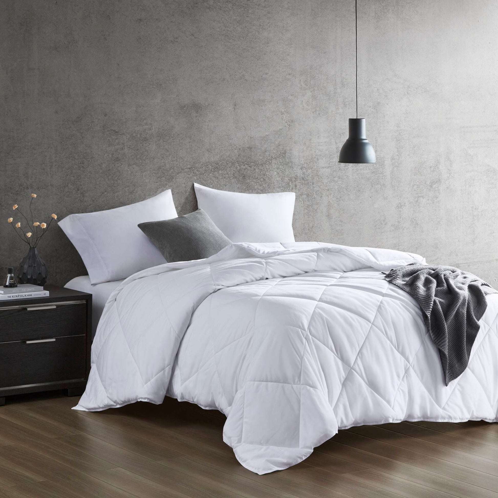 Oversized Down Alternative Comforter White Full Queen White Nylon