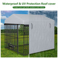 Large Dog Kennel Outdoor Pet Pens Dogs Run Enclosure Animal Hutch Metal Coop Fence With Roof Cover 6.6'L X 6.6'W X 6.4'H Black Gray Outdoor Kennel Modern,Sporty Xxl 91 Lbs Iron