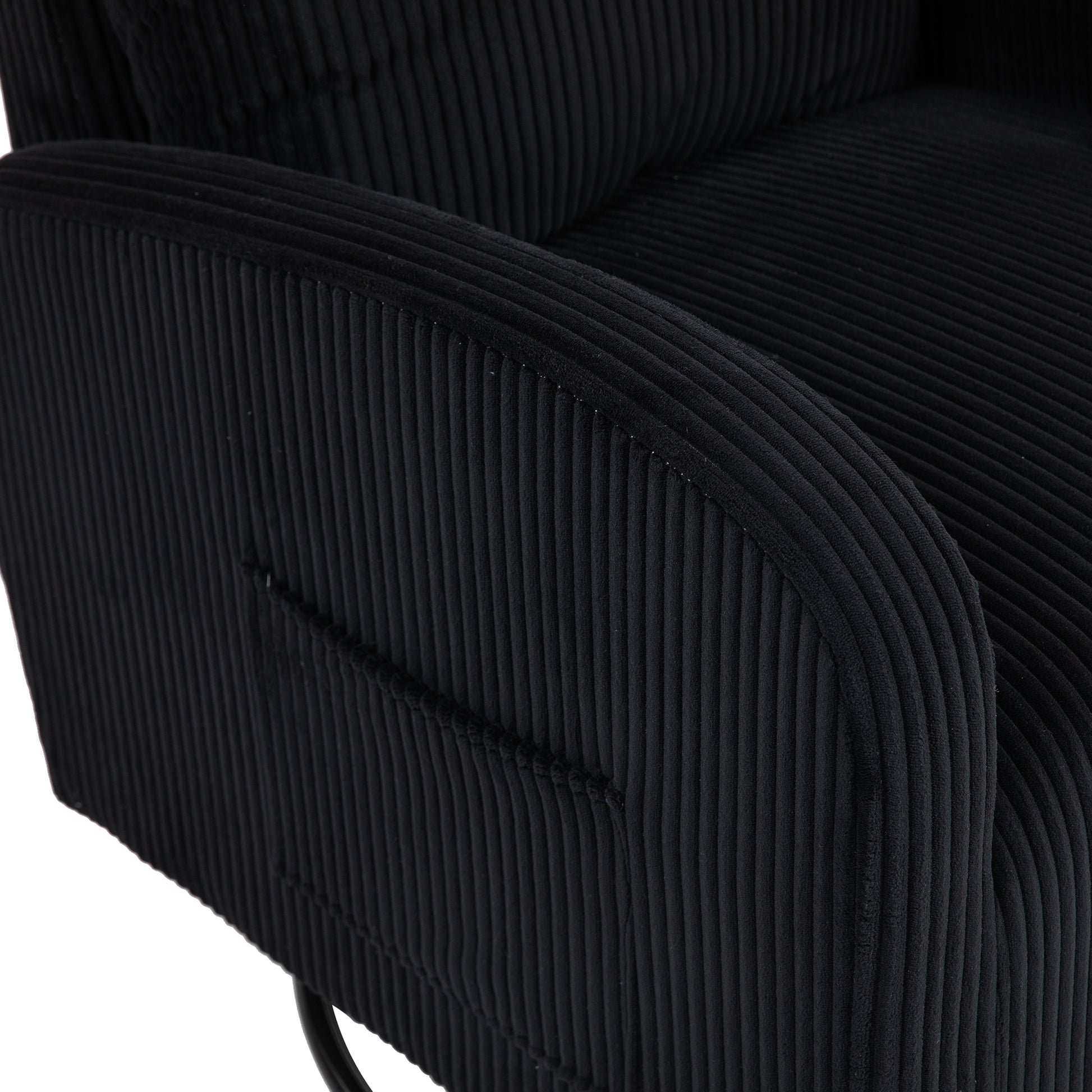 Jiada Upholstered Swivel Glider.Flannel Fabric.Rocking Chair For Nursery In Black.Modern Style One Left Bag Black Foam Corduroy