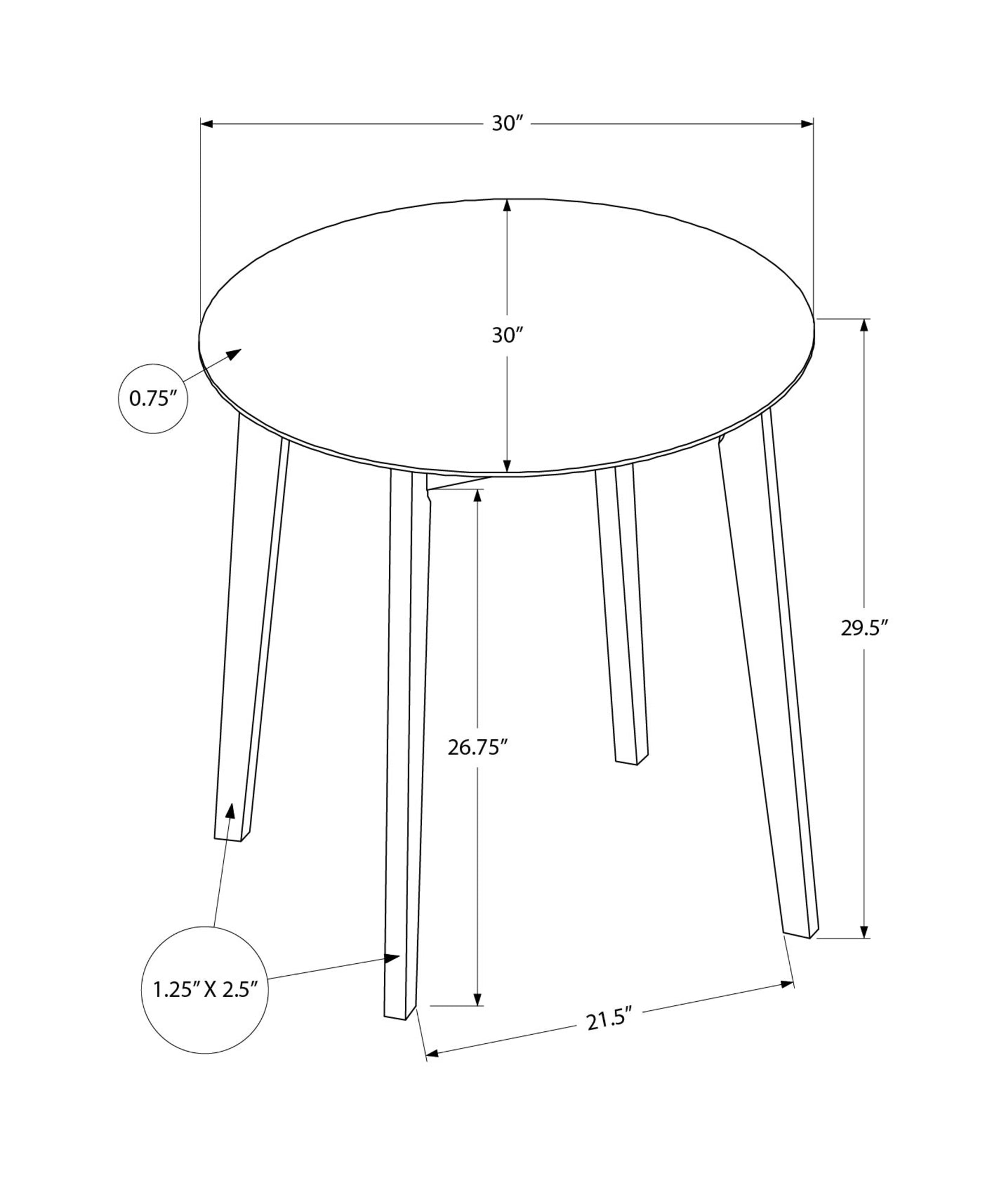 Dining Table, 30" Round, Small, Kitchen, Dining Room, White Veneer, Wood Legs, Transitional White Solid Wood Mdf