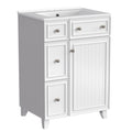 24 Inch Bathroom Vanity Cabinet With Ceramic Sink, 2 Drawers, 1 Door White Bathroom Solid Wood Mdf