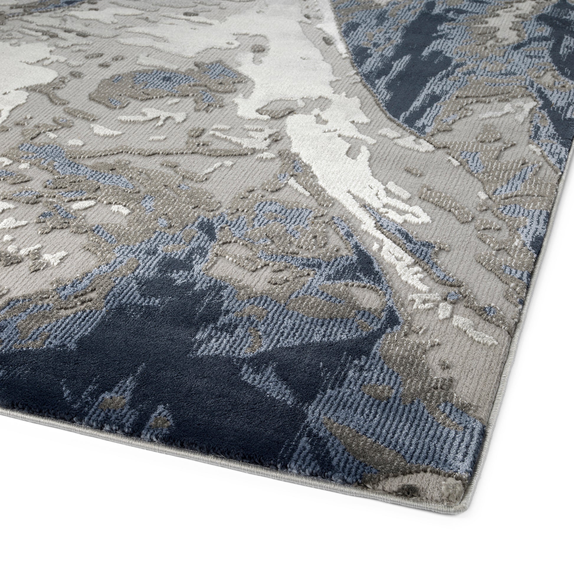 Casual, Contemporary, Modern, Abstract, Textured, High Low Cut Pile 9'3" X 12' Rectangle Area Rug Grey Polyester Polypropylene