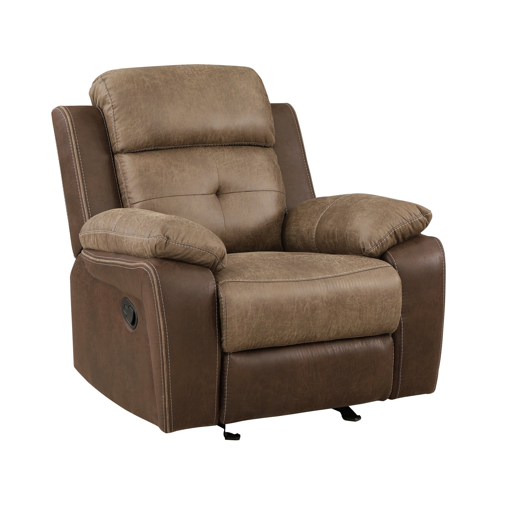 Plush Comfort Chair Brown Microfiber Upholstered Solid Wood Frame Living Room Furniture 1Pc Glider Reclining Chair Plush Arms Tufted Details Brown Microfiber Wood Primary Living Space Contemporary,Modern Pillow Top Arms Plywood,Solid Wood