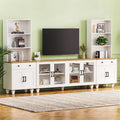 Farmhouse Tv Stand With Solid Wood Gourd Shaped Legs For Tvs Up To 70