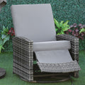 Outsunny Outdoor Wicker Swivel Recliner Chair, Reclining Backrest, Lifting Footrest, 360 Rotating Basic, Water Resistant Cushions For Patio, Gray Grey Plastic