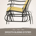 Outsunny 3 Piece Outdoor Gliders Set Bistro Set With Steel Frame, Tempered Glass Top Table For Patio, Garden, Backyard, Lawn, Beige Beige Fabric Metal