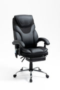 Massage Reclining Office Chair With Footrest, High Back Computer Chair Home Desk Ergonomic Executive Office Chair With Armrests, Adjustable Height. Black Faux Leather