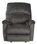 Fabric Upholstered Rocker Recliner With Pillow Top Arm, Smoke Gray Gray Wood Fabric