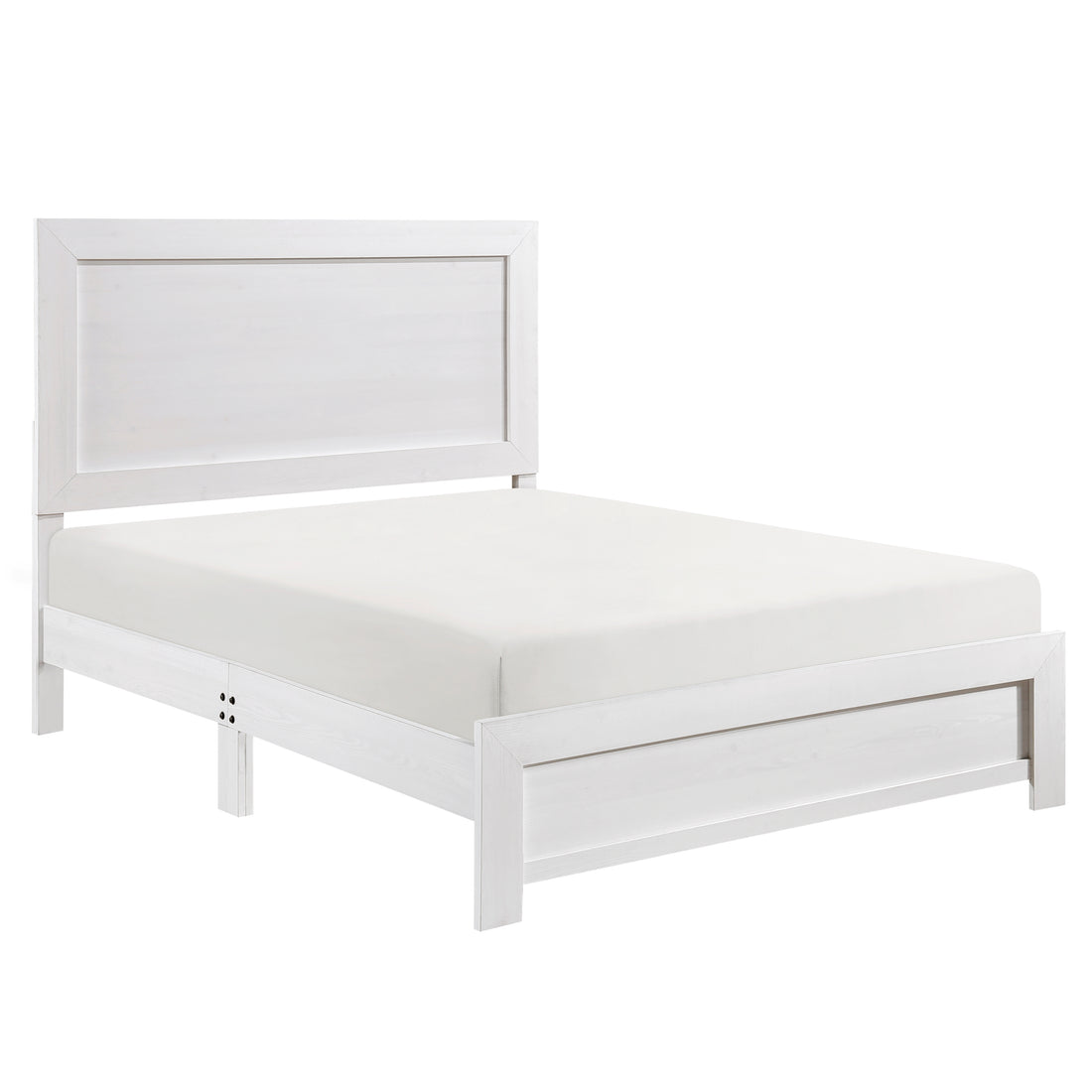 White Finish Queen Size Panel Bed Wooden Bedroom Furniture 1Pc, Bed In A Box Box Spring Required Queen White Bedroom Bed Frame Wood