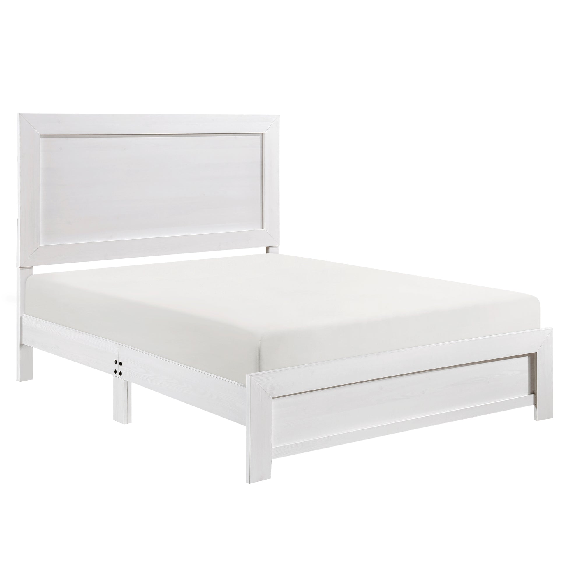 White Finish Full Size Panel Bed Wooden Bedroom Furniture 1Pc, Bed In A Box Box Spring Required Full White Bedroom Bed Frame Wood