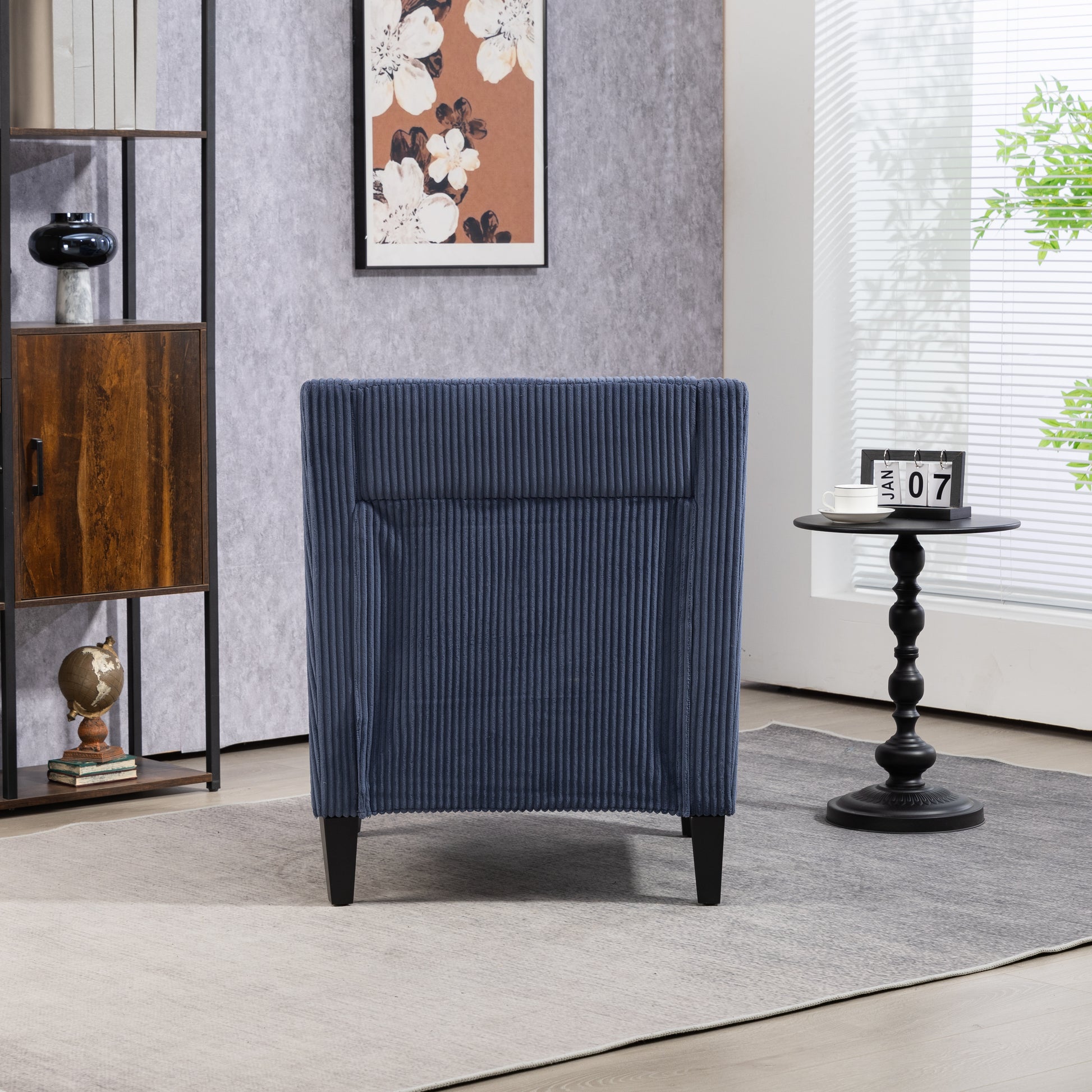 Coolmore Modern Accent Chair,Upholstered Armchair With Scooped Arms For Bedroom,Apartment,Studio,Office,Waiting Room Blue Corduroy Blue Primary Living Space Foam Corduroy