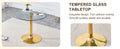 A 35 Inch Diameter Glass Top And A Modern, Minimalist Round Dining Table With Gold Metal Legs. Ideal For Dining Rooms, Living Rooms And Meeting Rooms. Model: Dt 1166 Gold Glass Metal