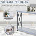 Homcom 2 Tier Console Table, Sofa Side Table With Storage Shelf, X Design For Entryway, Living Room, And Hallway, Grey Grey Mdf