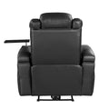 Pu Leather Power Recliner Home Theater Recliner With Power Adjustable Headrest, Wireless Charging Device, Usb Port, Storage Arms, Cup Holder And Swivel Tray Table For Living Room, Black Black Foam Pu Leather