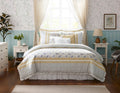 9 Piece Cotton Percale Comforter Set Yellow Queen Queen Yellow Polyester