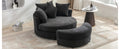 Orisfur. 360 Swivel Accent Barrel Chair With Storage Ottoman & 4 Pillows, Modern Chenille Leisure Chair Round Accent For Living Room, Gray Gray Foam Chenille