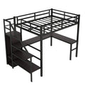 Full Xl Size Loft Bed With L Shaped Desk And Usb, Metal Loft Bed With Wardrobe And Adjustable Shelf, High Loft Bed With Led For Kids Teens Adults, Black Expect Arrive 2024 10 10 Full Xl Black Metal