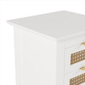 Wooden Nightstands Set Of 2 With Rattan Woven Surfaces And Three Drawers, Exquisite Elegance With Natural Storage Solutions For Bedroom, White White Particle Board