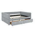 Daybed With Trundle Upholstered Tufted Sofa Bed, With Two Drawers, Queen Size, Boucle Fabric, Grey 88