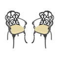 Cast Aluminum Patio Dining Chair 2Pcs With Black Frame And Cushions In Random Colors Yes Complete Patio Set Black Rust Resistant Frame Water Resistant Cushion Garden & Outdoor Complete Patio Sets Aluminium