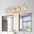 Modern Crystal Bathroom Vanity Light, 5 Light Golden Wall Sconce With Clear Glass Shade, Elegant Wall Mount Lighting For Bathroom, Powder Room, Or Vanity Mirror No Bulbs Golden Crystal,Iron