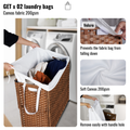 Laundry Hamper With Lid Pe Rattan Powder Coating Frame Clothes Hampers With 02 Removable Bags, Wheels, 160L, Brown Color Brown 1 Bathroom American Design,American Traditional Wicker