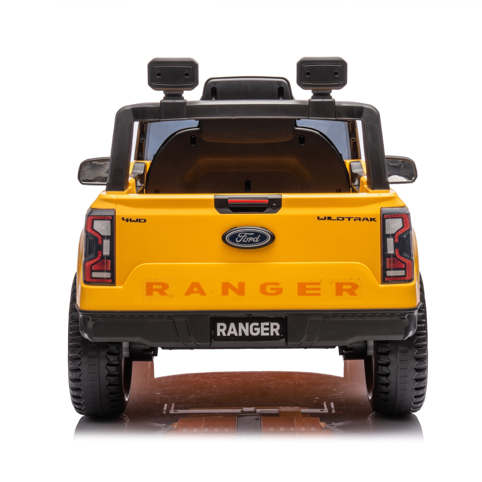 12V Kids Ride On Car W Parents Remote Control,Licensed Ford Ranger,2Wd,Rear Wheel Suspension,Low Start,Headlight,Horn,Mp3,Bluetooth,Adjustable Speed,Speed 1.86 4.97 Mph For Kids Aged 3 6. Yellow 50 99 Lbs Polypropylene