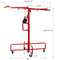 Drywall Lift Panel 13' Lift Drywall Panel Hoist Jack Lifter Jack Rolling Caster Wheel Sheetrock Drywall Lift Construction Tools,150 Lb. Capacity, 4Ft. X 16Ft. Max. Sheet Size,Red Red Steel
