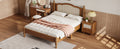 3 Pieces Bedroom Set With Queen Size Wooden Bed Frame, 1 Vintage Nightstand And 1 Makeup Vanity Set With Stool,Walnut Expected Arrival Time: 08.23 Queen Walnut 3 Piece Set Wood