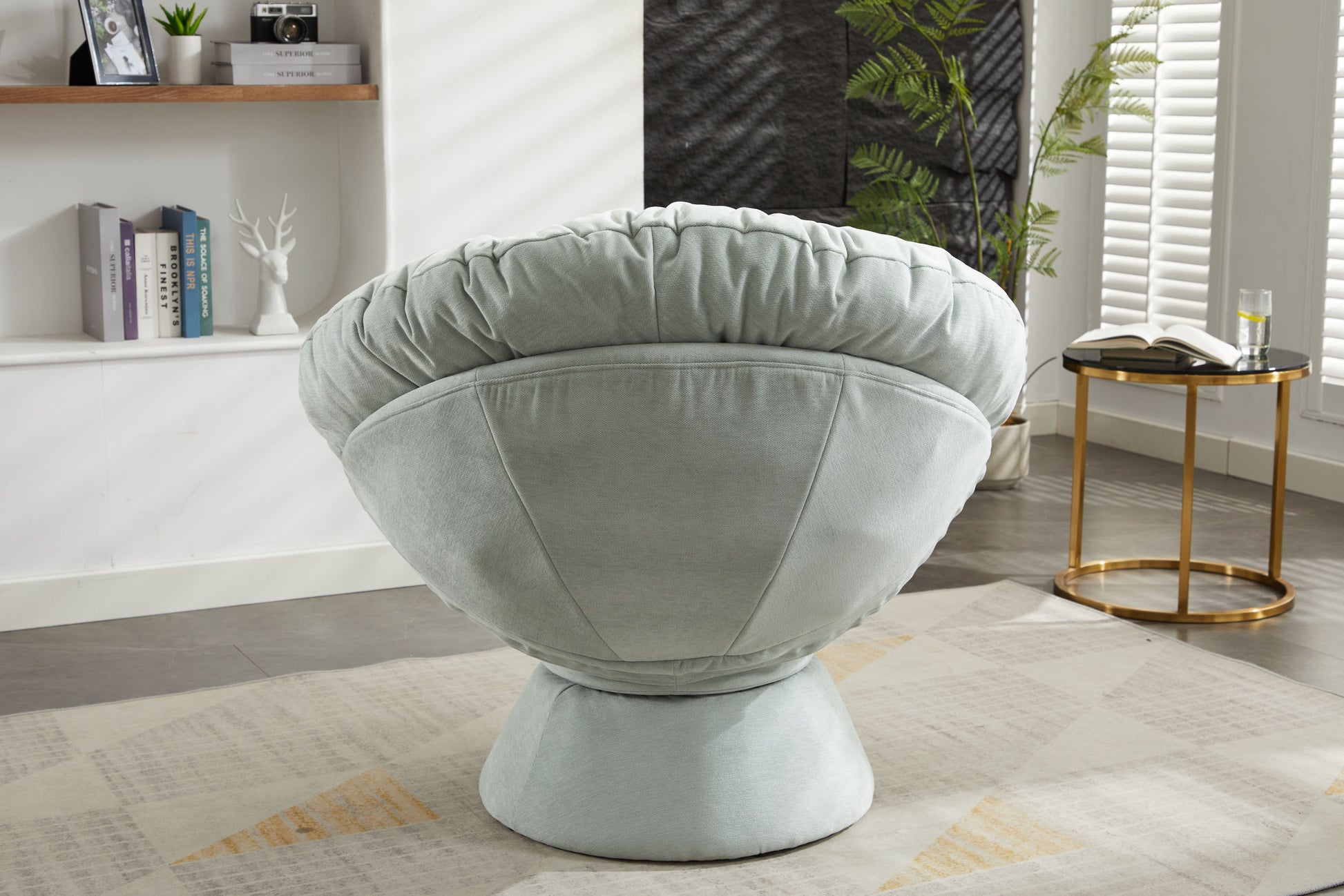 Oversized Swivel Accent Chair, 360 Swivel Barrel Chair, Papasan Chair For Living Room Bedroom Light Blue Chenille