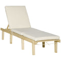 Outsunny Chaise Lounge Chair For Outdoor, Patio Recliner With 4 Position Adjustable Backrest And Cushion For Deck, Beach, Lawn And Sunbathing, Natural Natural Wood Polyester