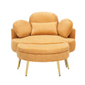 3206Yellow Comfortable Seating Suitable For Small Apartment Bedroom Space Balcony Small Sofa Bed Lazy Small Sofa Sofa With Small Coffee Table Lunch Break Leisure Afternoon Tea Time Yellow Corduroy 1 Seat