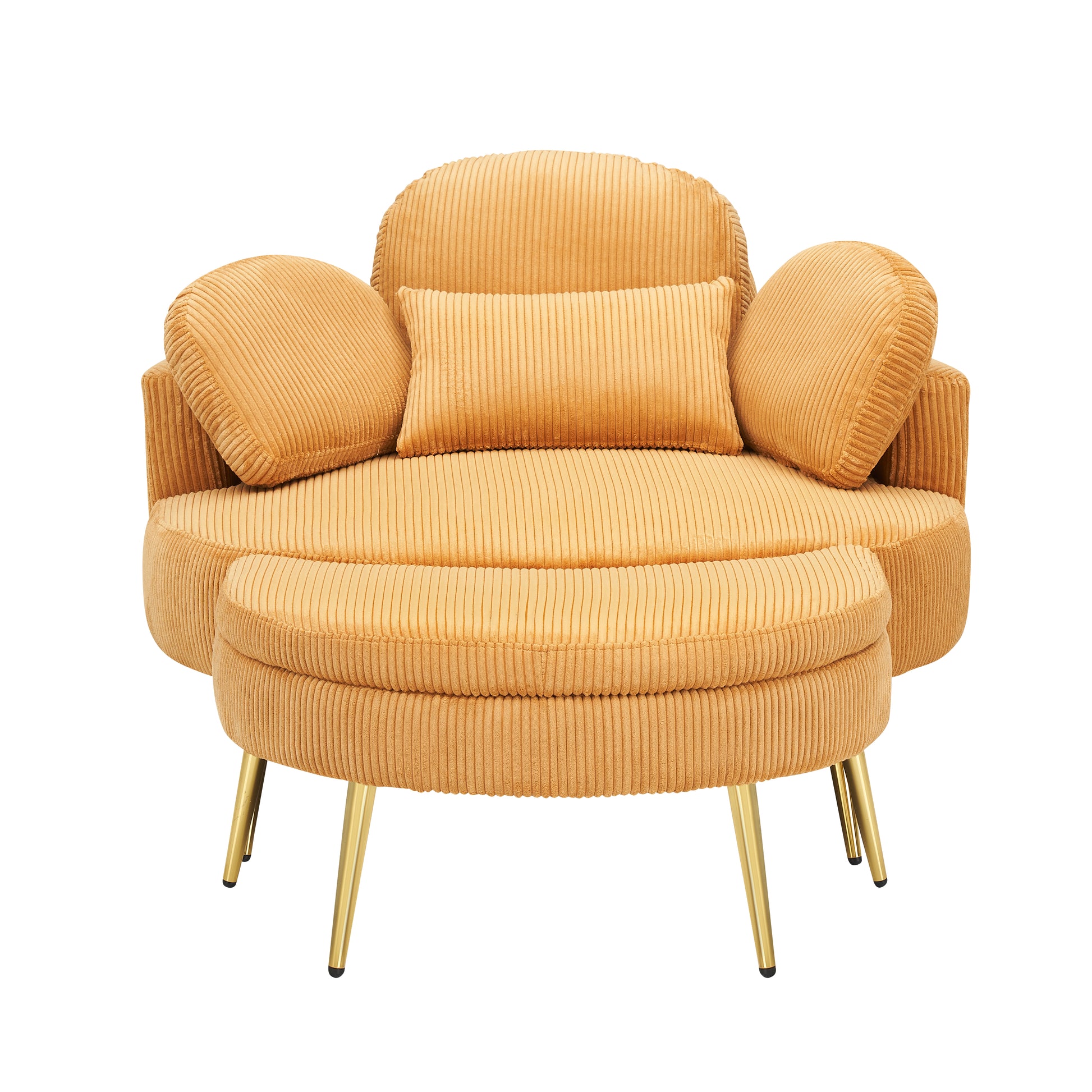 3206Yellow Comfortable Seating Suitable For Small Apartment Bedroom Space Balcony Small Sofa Bed Lazy Small Sofa Sofa With Small Coffee Table Lunch Break Leisure Afternoon Tea Time Yellow Corduroy 1 Seat