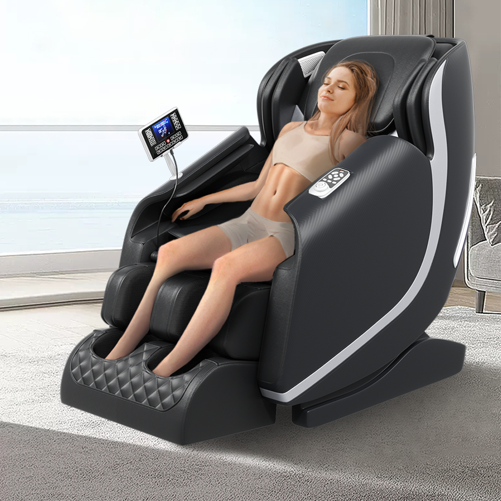 Massage Chair Zero Gravity Full Body Airbags,Bluetooth Speaker,Shiatsu Foot Massage Black Pu Leather