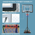 Soozier Basketball Hoop Outdoor, Portable Basketball Goal, 5.5Ft 7.5Ft Height Adjustable With 33'' Backboard And Wheels For Kids Junior Adults Use Black Steel