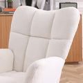 Rocking Chair Teddy Upholstered Glider Rocker Rocking Accent Chair Padded Seat With High Backrest Armchair Comfy Side Chair For Living Room Bedroom Offices Beige Beige Polyester