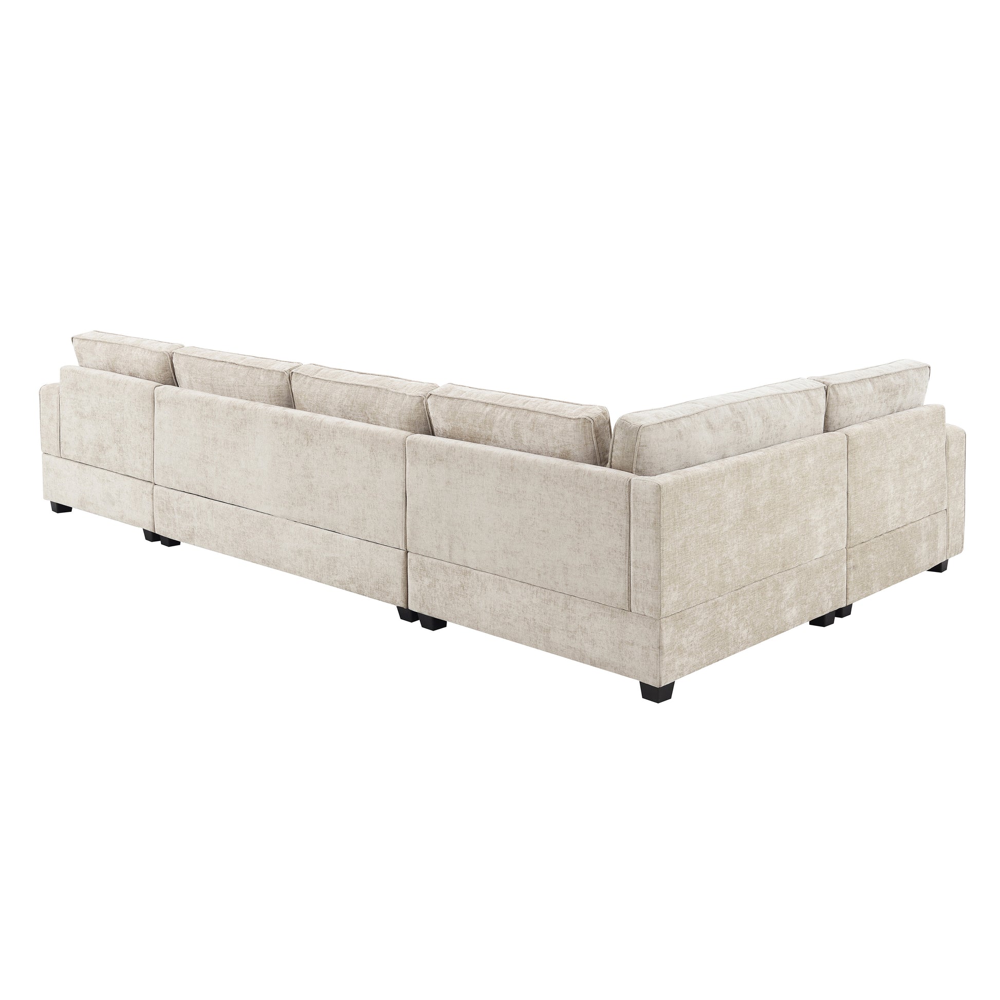 119*67" U Shaped Sectional Sofa,6 Seat Chenille Couch Set With Oversized Chaise Lounge,Irregular Corner,Deep Seat Comfy Sofa With Cup Holders For Living Room,Apartment,2 Colors Beige Chenille 6 Seat