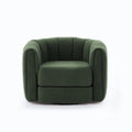 Swivel Accent Chair For Living Room, Sofa Chairs With Wood Base Side, Comfy Swivel Accent Chair With Wide Upholstered, For Living Room Green Dark Green Teddy