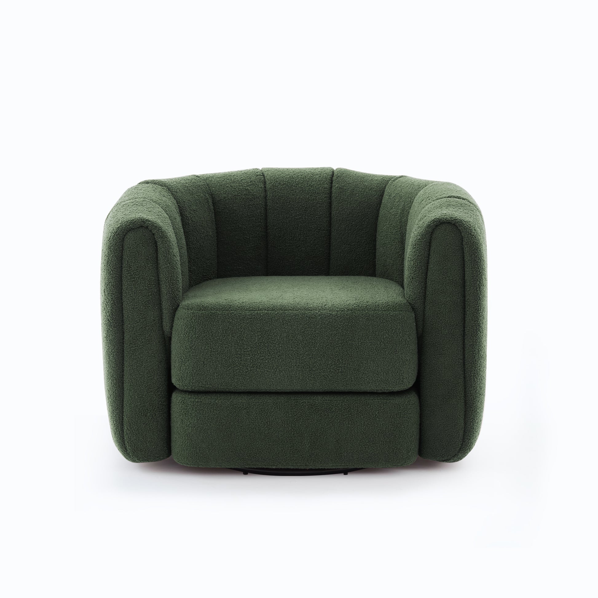Swivel Accent Chair For Living Room, Sofa Chairs With Wood Base Side, Comfy Swivel Accent Chair With Wide Upholstered, For Living Room Green Dark Green Teddy