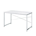 White And Chrome Writing Desk With Sled Base White Silver Writting Desk Office Rectangular Desk Wood Metal Sled