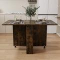 2407 Black Brown Foldable Dining Table, Fully Unfolded 51.18 Inches, Suitable For Small Family Tables Or Display Tables. Brown Mdf