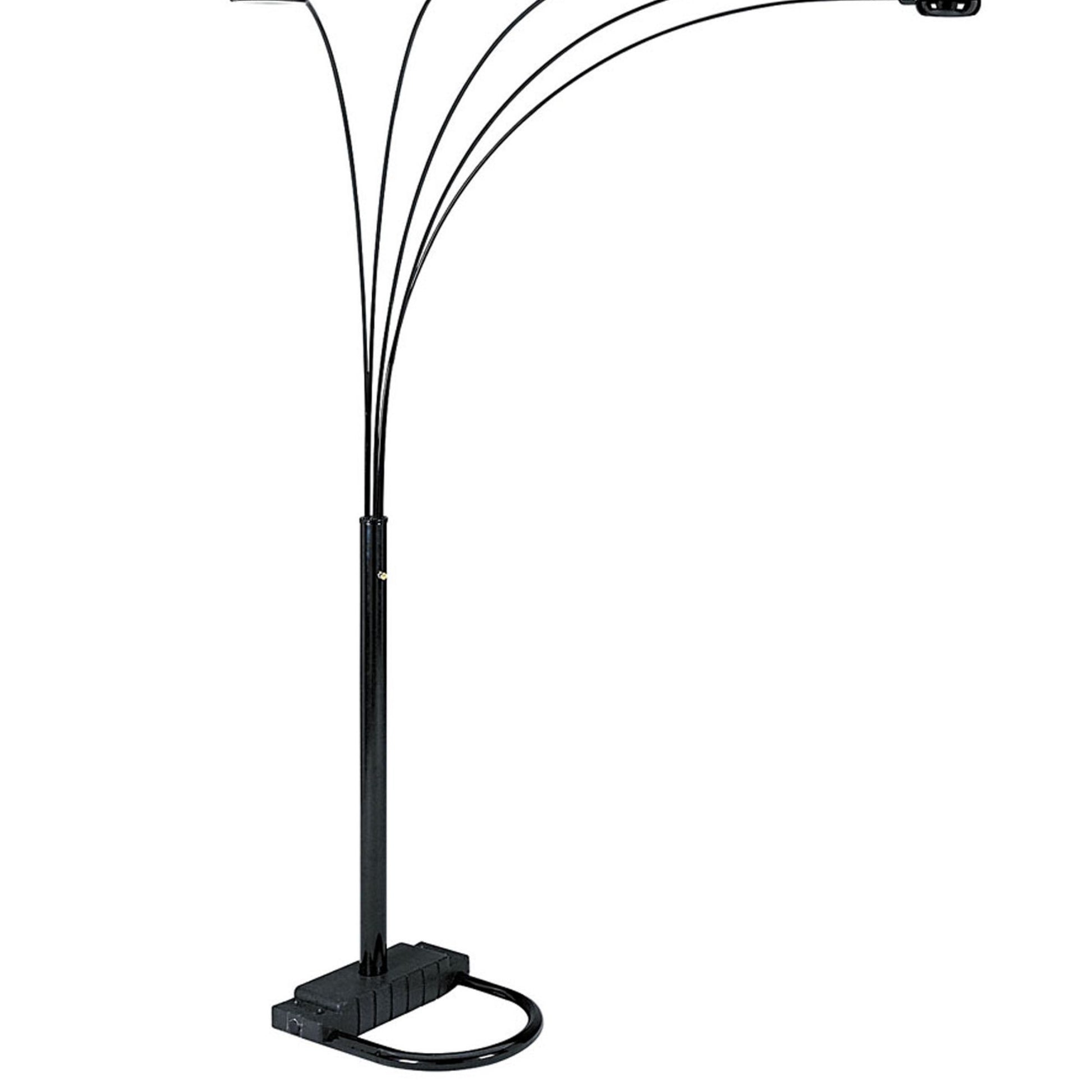 84" Tall Metal Floor Lamp With Black Finish And 5 Adjustable Arch Arms Black Metal