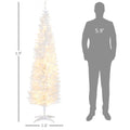 Homcom 6' Tall Pre Lit Slim Noble Fir Artificial Christmas Tree With 200 Warm White Led Lights And 390 Tips, For Christmas Decoration, White White Plastic